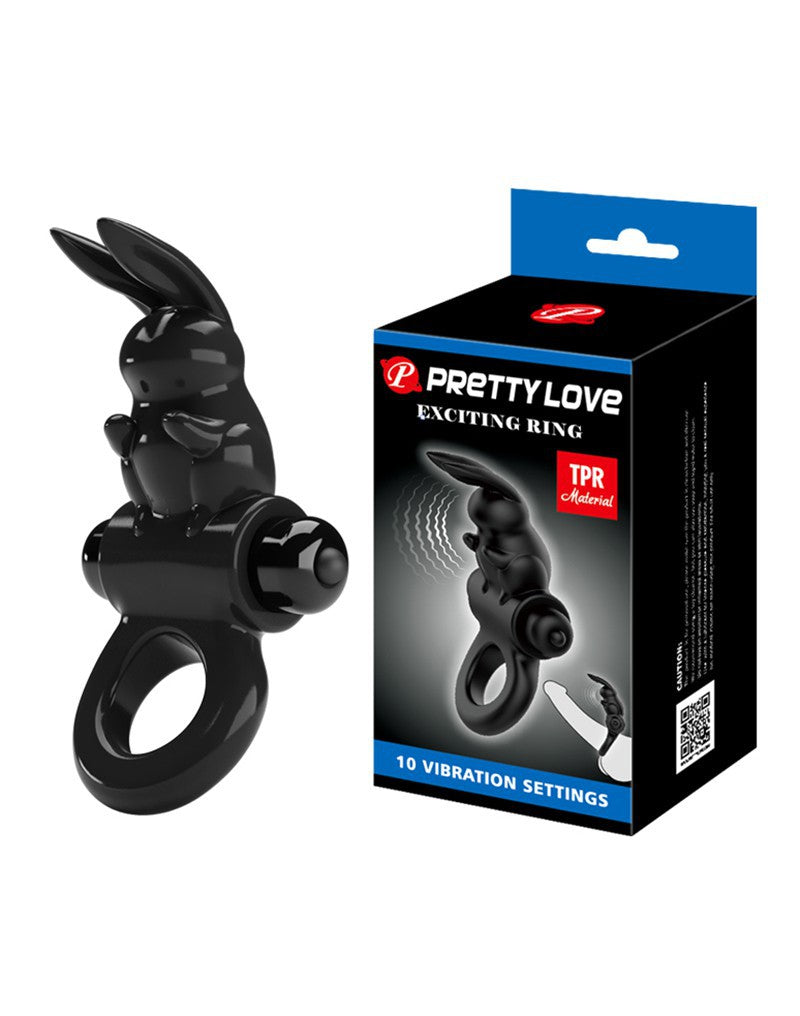 Pretty Love - Exciting Ring - Vibrierender Cockring - Schwarz
