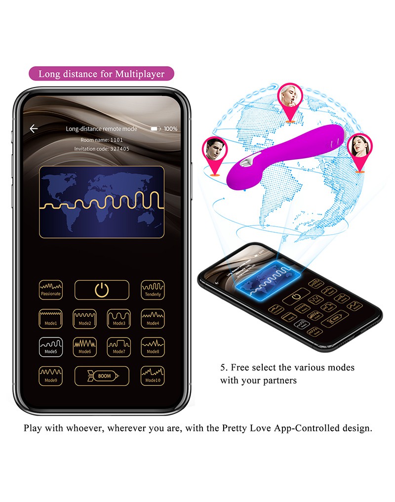 13: Pretty Love - Hector - Elektrischer G-Punkt-Schockvibrator mit App-Steuerung - Lila