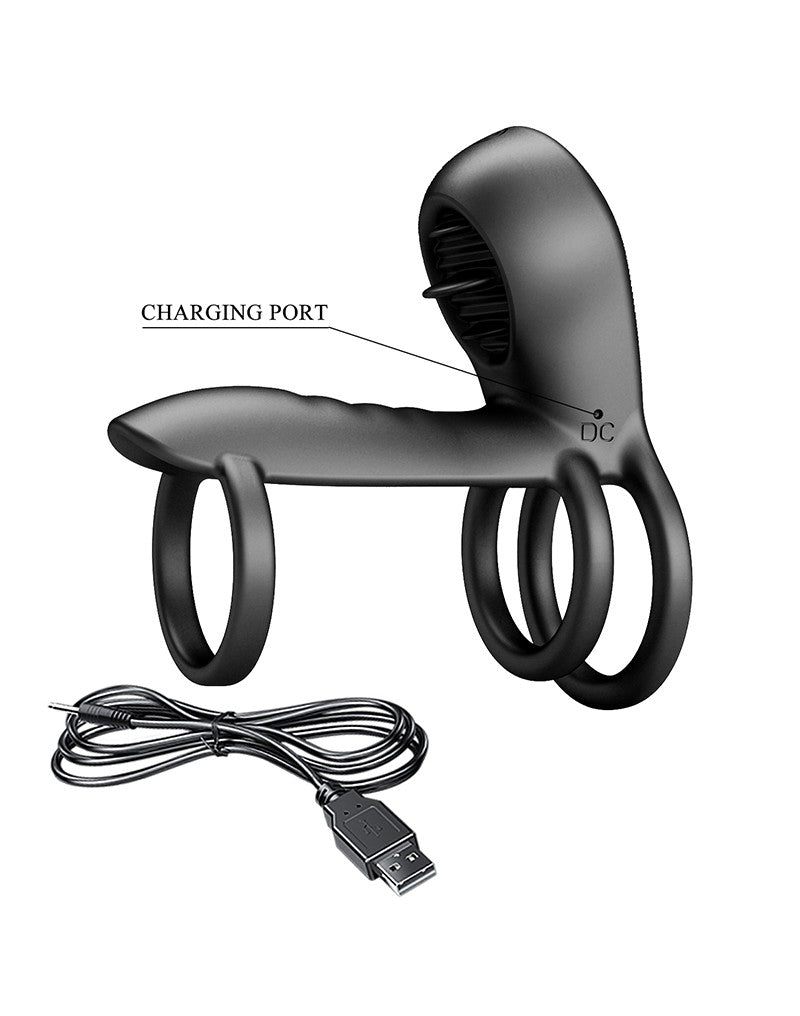 Pretty Love - Jammy - Cockring-Vibrator mit Klitorisstimulator - Schwarz