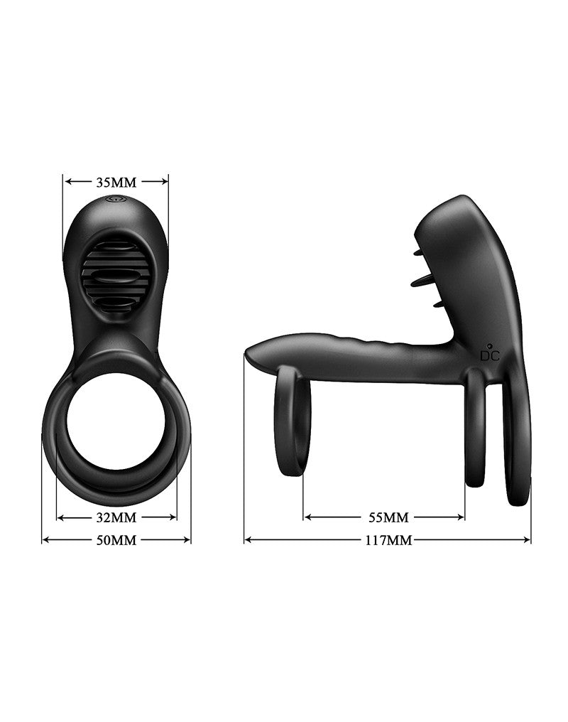Pretty Love - Jammy - Cockring-Vibrator mit Klitorisstimulator - Schwarz