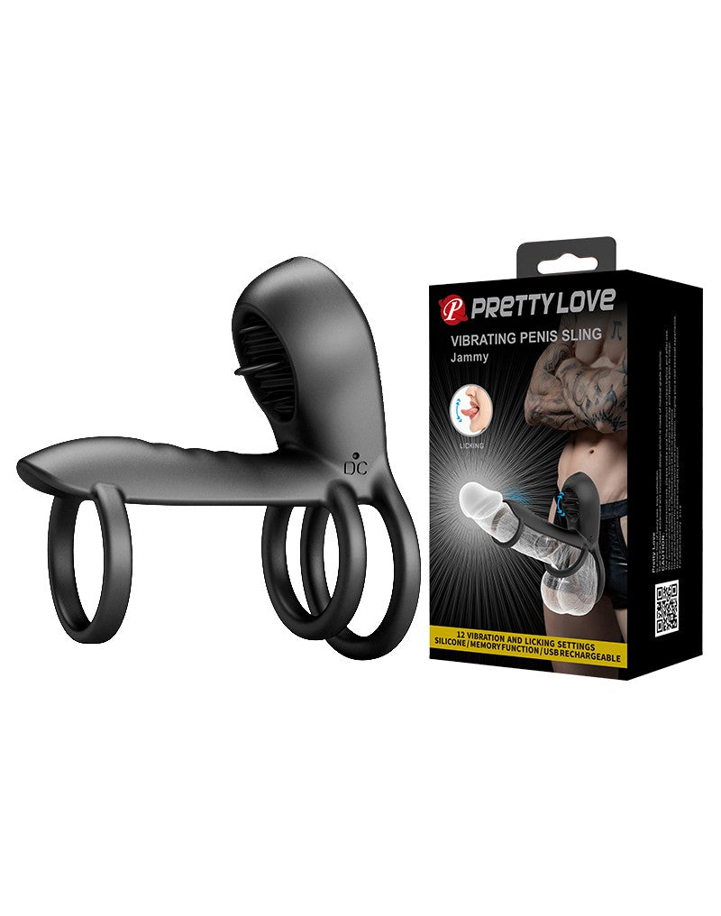 Pretty Love - Jammy - Cockring-Vibrator mit Klitorisstimulator - Schwarz