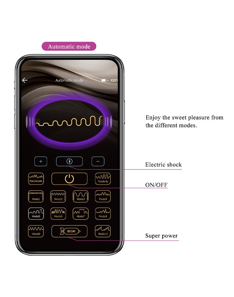 8: Pretty Love - Jefferson - Elektrischer Schock Buttplug mit App-Steuerung - Lila