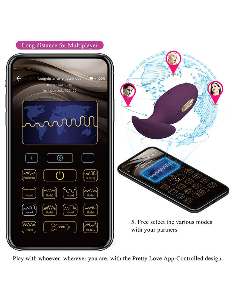 12: Pretty Love - Jefferson - Elektrischer Schock Buttplug mit App-Steuerung - Lila