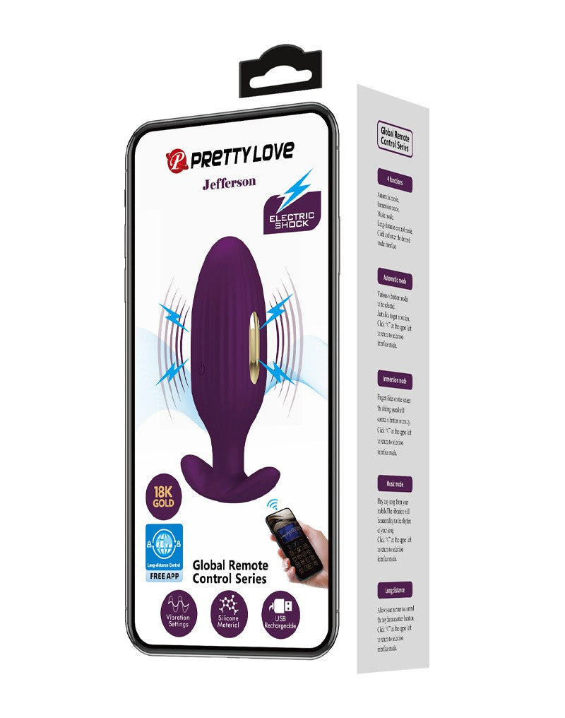 Pretty Love - Jefferson - Elektrischer Schock Buttplug mit App-Steuerung - Lila