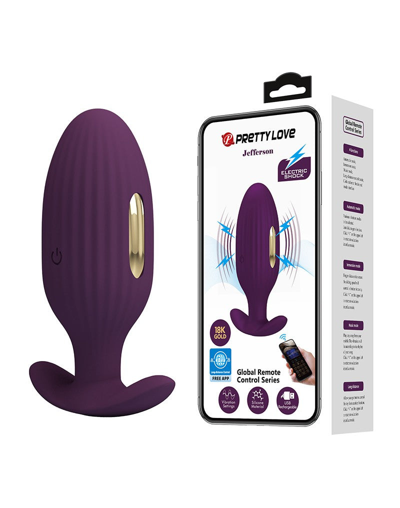 Pretty Love - Jefferson - Elektrischer Schock Buttplug mit App-Steuerung - Lila
