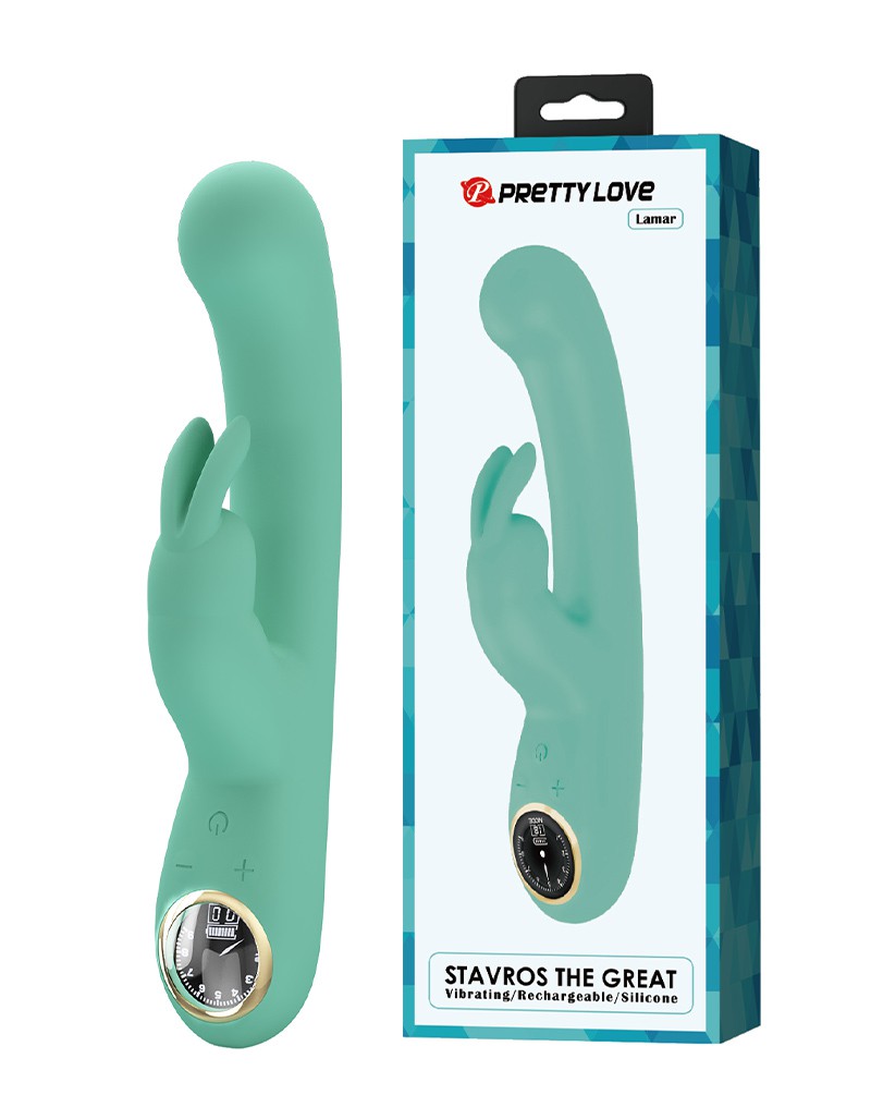 8: Pretty Love - Lamar - Rabbit-Vibrator mit digitaler LED-Anzeige - Blau