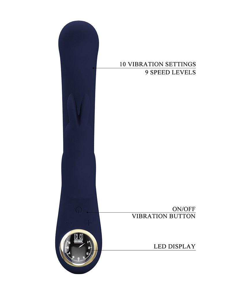 6: Pretty Love - Lamar - Rabbit-Vibrator mit digitaler LED-Anzeige - Dunkelblau