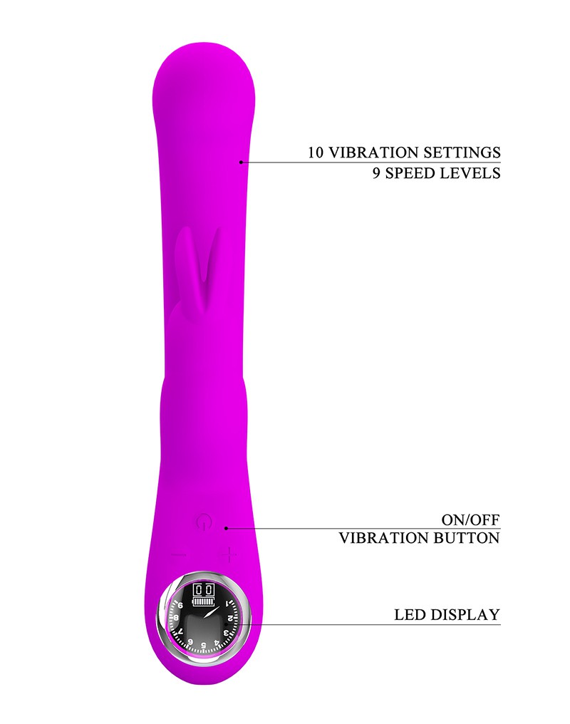 Pretty Love - Lamar - Rabbit-Vibrator mit digitaler LED-Anzeige - Lila