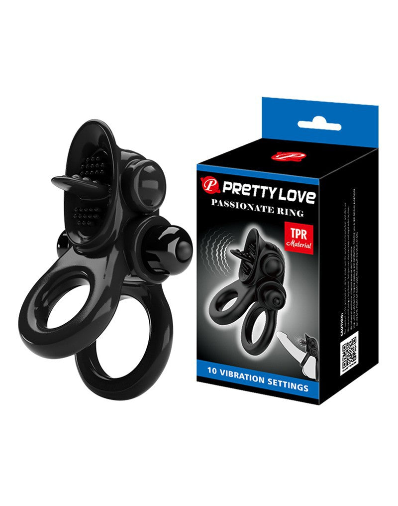 Pretty Love - Passionate Ring - Vibrierender Cockring - Schwarz