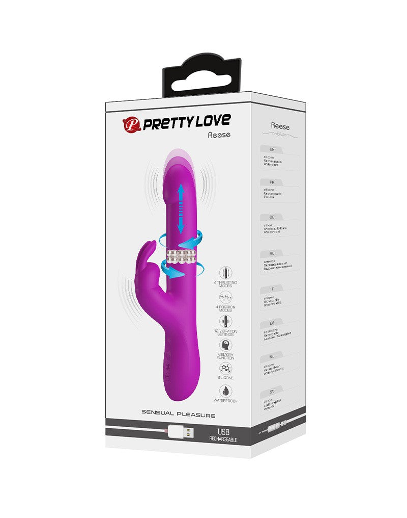 Pretty Love - Reese - Thrusting Rabbit Vibrator - Rosa