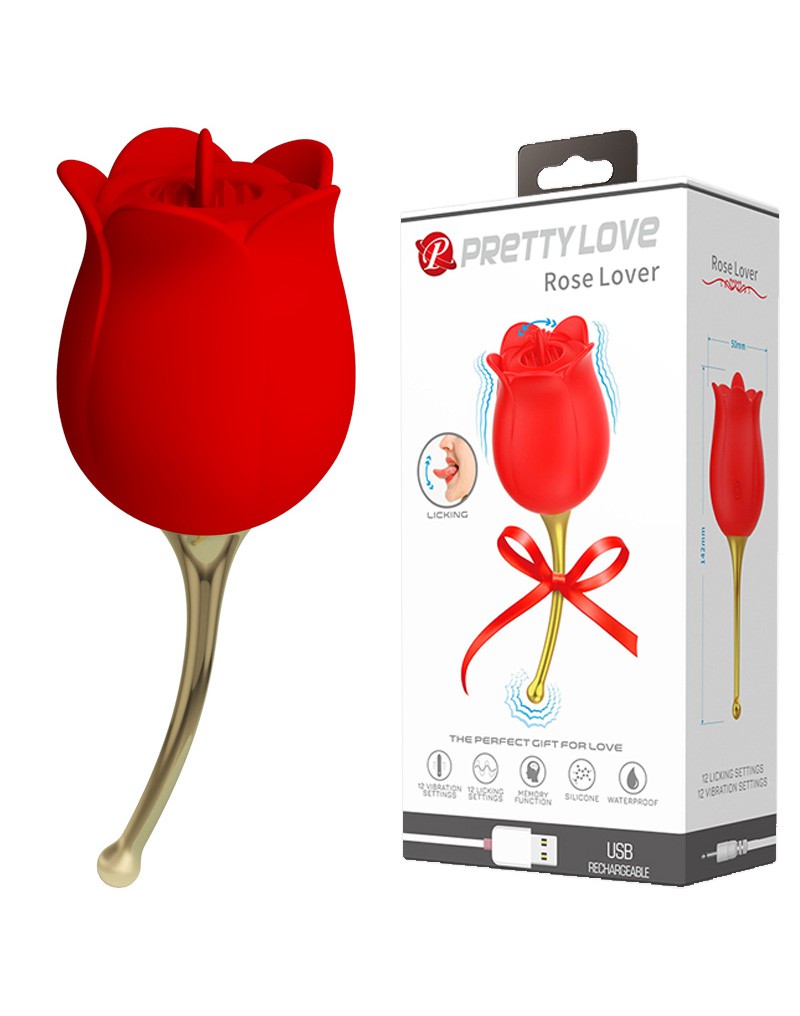 Pretty Love - Rose Lover - Klitoris-Vibrator mit Leckstimulator - Gold & Rot