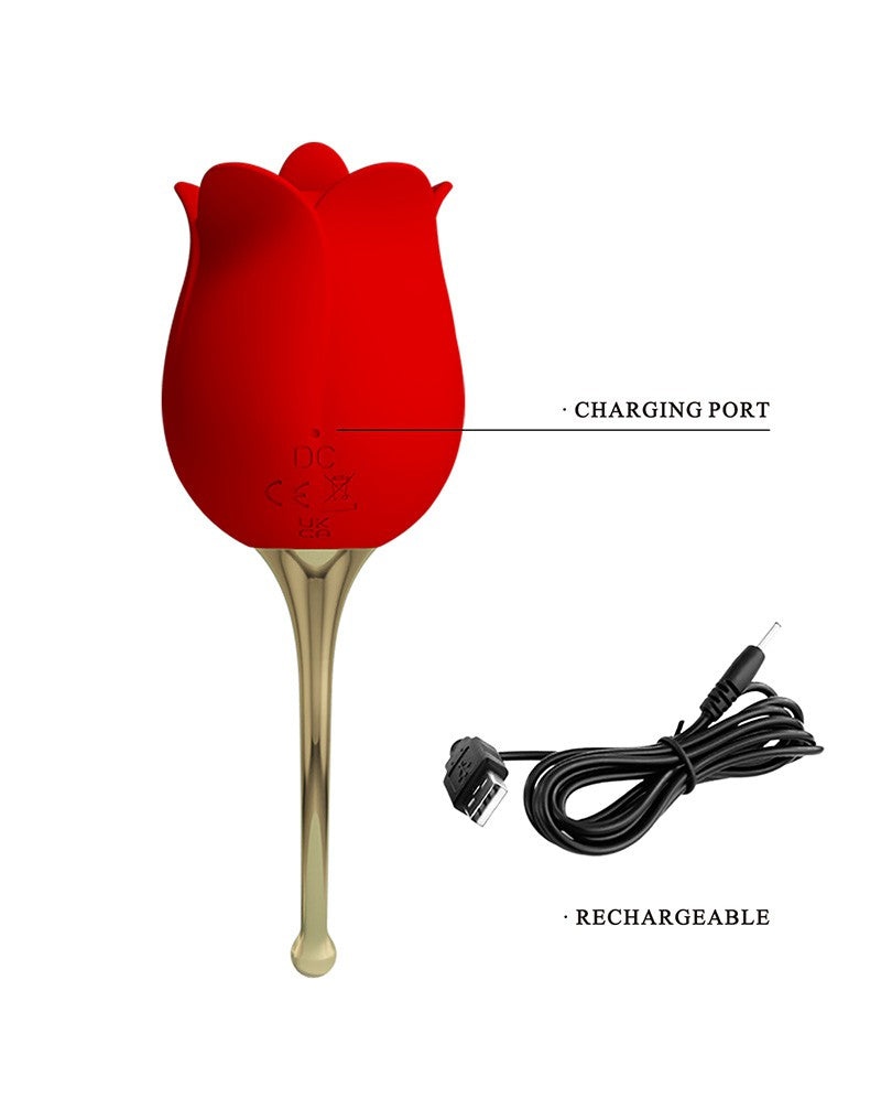 Pretty Love - Rose Lover - Klitoris-Vibrator mit Leckstimulator - Gold & Rot