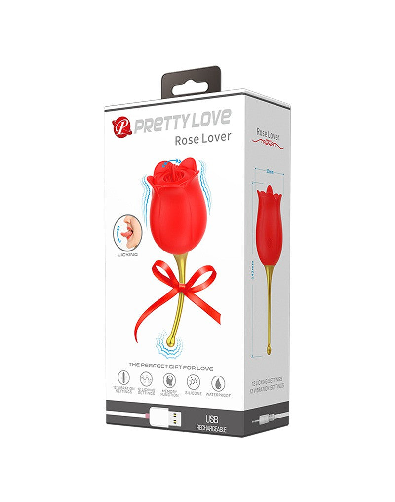 Pretty Love - Rose Lover - Klitoris-Vibrator mit Leckstimulator - Gold & Rot