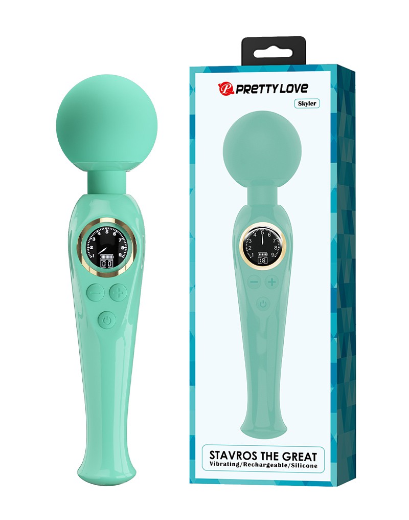 9: Pretty Love - Skyler - Wandvibrator mit digitaler LED-Anzeige - Blau