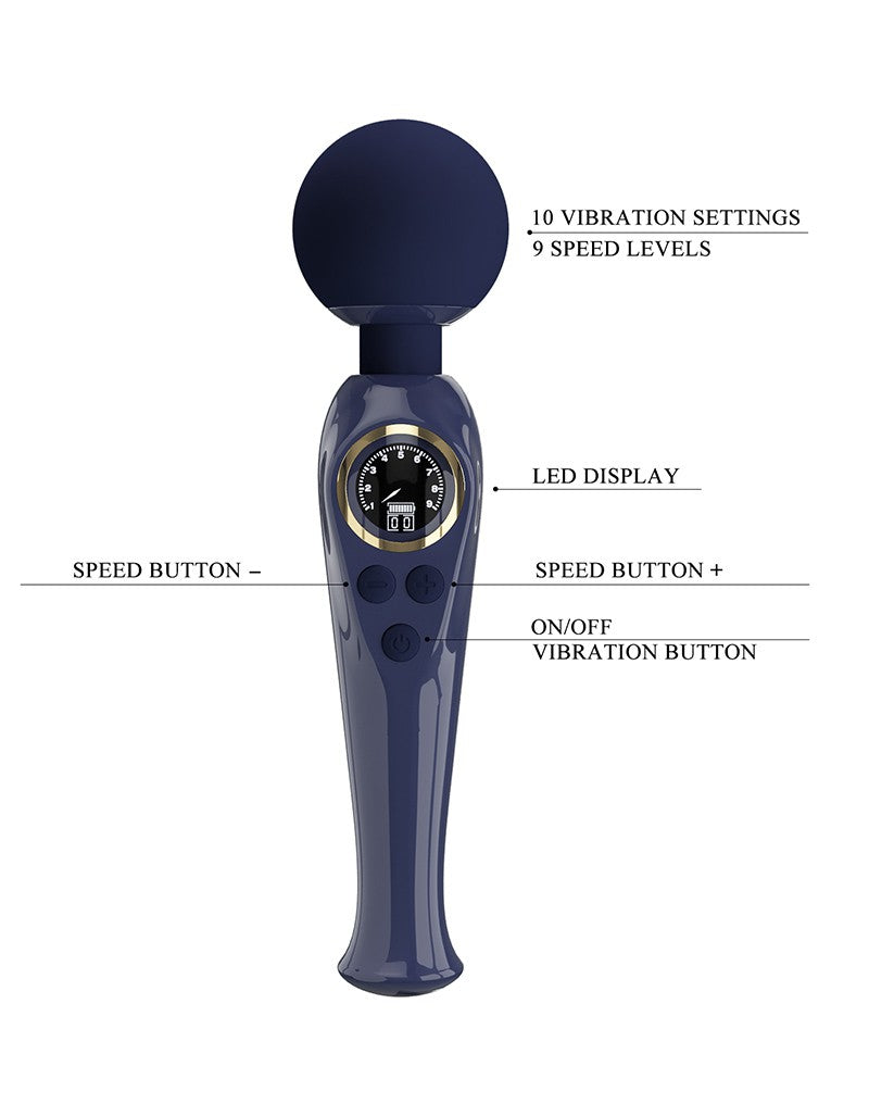 Pretty Love - Skyler - Wandvibrator mit digitaler LED-Anzeige - Dunkelblau