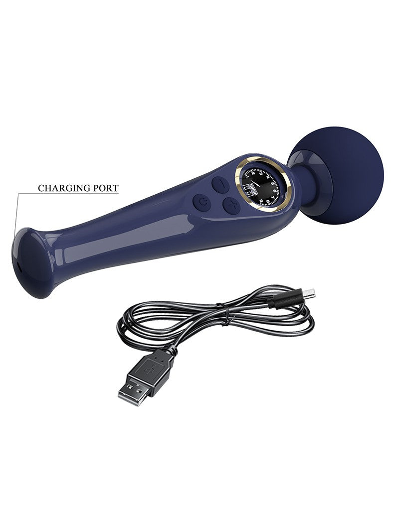 Pretty Love - Skyler - Wandvibrator mit digitaler LED-Anzeige - Dunkelblau