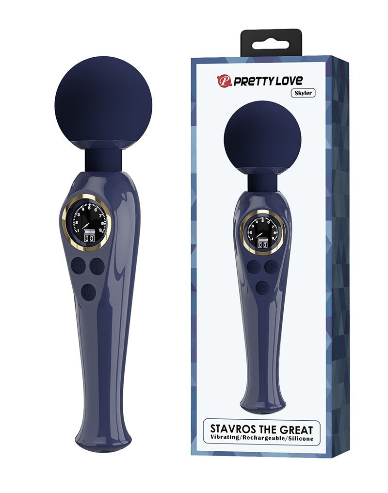 Pretty Love - Skyler - Wandvibrator mit digitaler LED-Anzeige - Dunkelblau