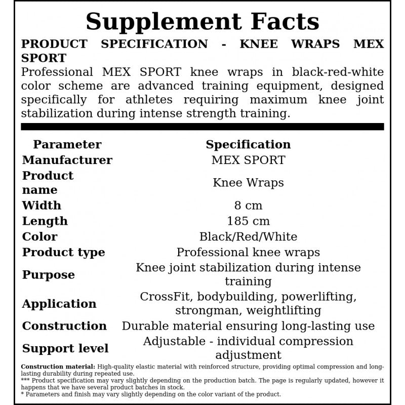 Pro Knee Wraps Mex - Black/Red/White