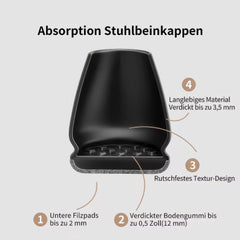 Profi Stuhlbein Silikon Filz Stulpen, 4er-Set, S, schwarz-grau