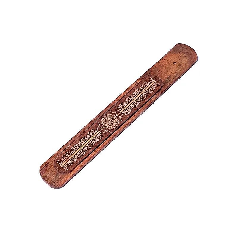 Räucherstäbchenhalter - Holz mit Gravur - Blume des Lebens - 1 Stück
