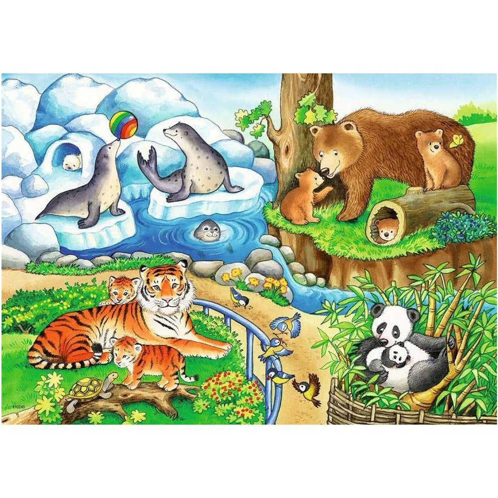 Puzzle Tiere im Zoo. 2 x 12 Teie