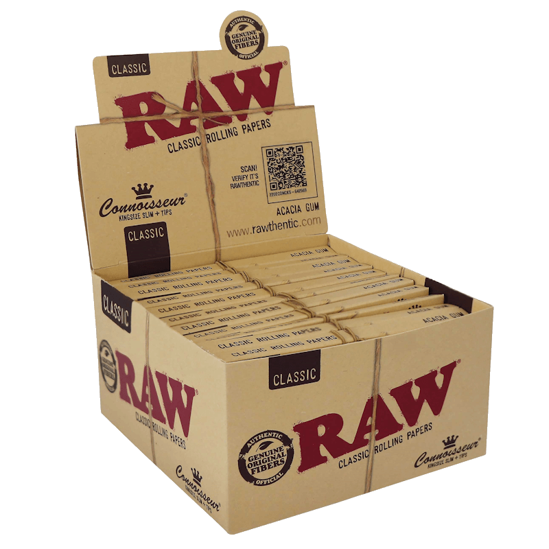 RAW - Classic - Connoisseur King Size Slim + Tips - Display - 24 x 32 Stück