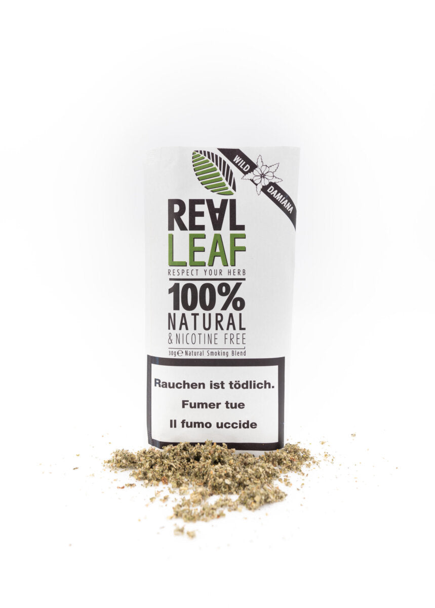 Real Leaf - nikotinfreier Tabakersatz - 30gr - Damiana - Display - 5 Stück