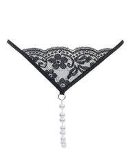 Amorable by Rimba - G-String mit Perlen - One Size - Schwarz
