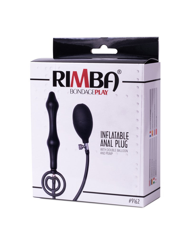 2: Rimba Latex Play - Aufblasbarer Analplug mit Doppelballon und Pumpe - Schwarz