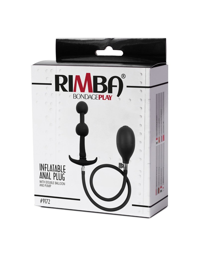 Rimba Latex Play - Aufblasbarer Analplug mit Doppelballon und Pumpe - Schwarz
