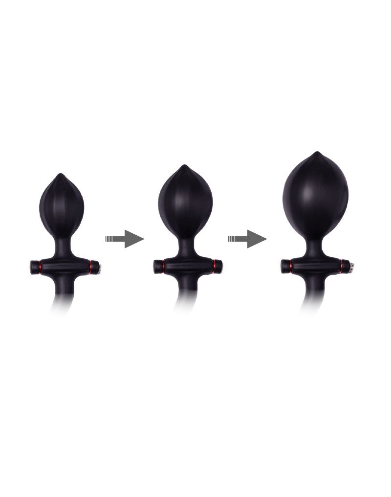 Rimba Latex Play - Aufblasbarer Analplug mit Griff und Pumpe - Schwarz