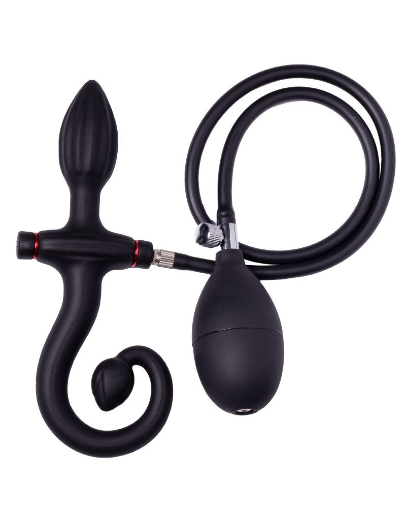 Rimba Latex Play - Aufblasbarer Analplug mit Griff und Pumpe - Schwarz