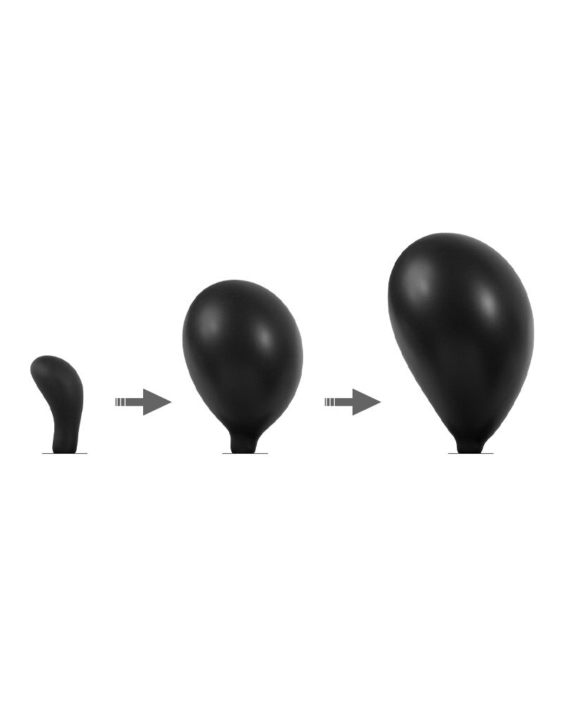 Rimba Latex Play - Aufblasbarer Gebogener Anal Plug mit Pumpe - Schwarz