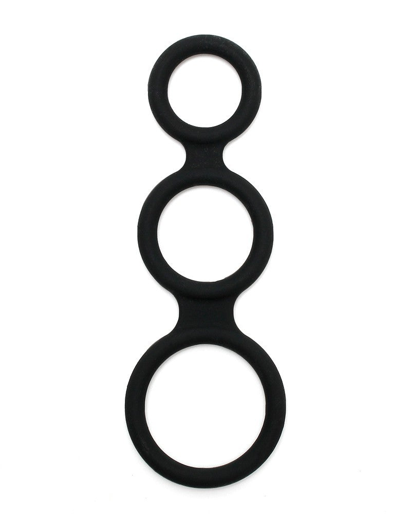 Rimba Latex Play - Triple Cock Ring - Schwarz