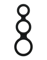 Rimba Latex Play - Triple Cock Ring - Schwarz