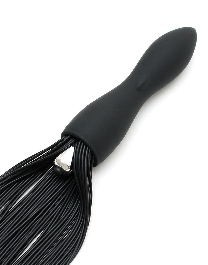 Rimba Latex Play - Peitsche mit vibrierendem Dildo - Schwarz