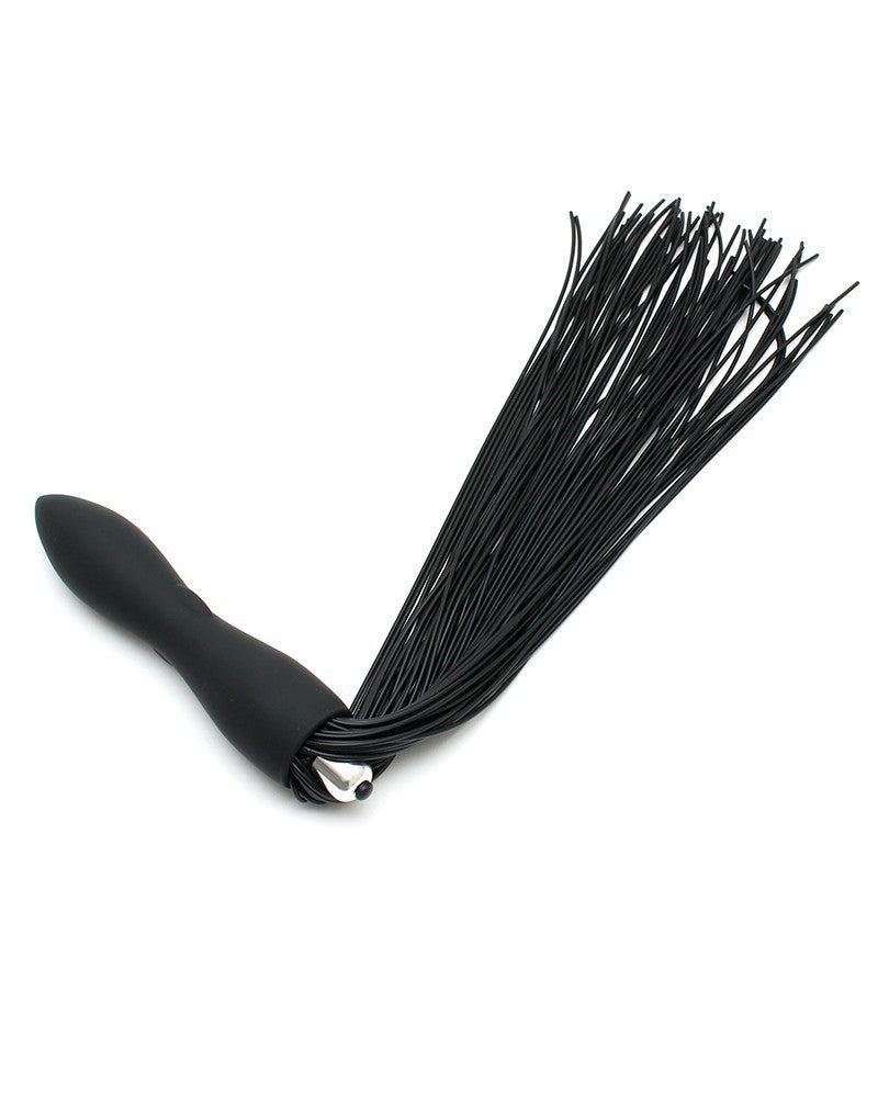 Rimba Latex Play - Peitsche mit vibrierendem Dildo - Schwarz