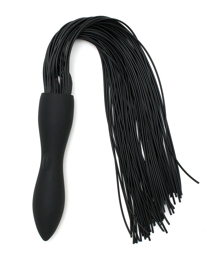 Rimba Latex Play - Peitsche mit vibrierendem Dildo - Schwarz