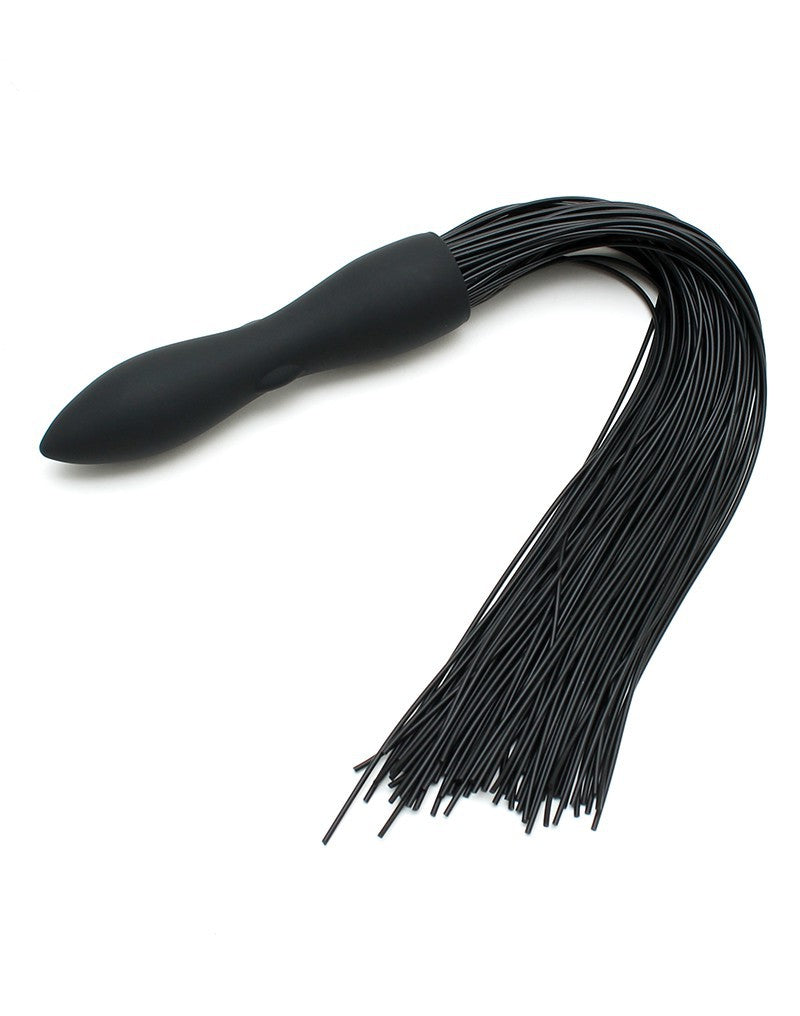 Rimba Latex Play - Peitsche mit vibrierendem Dildo - Schwarz