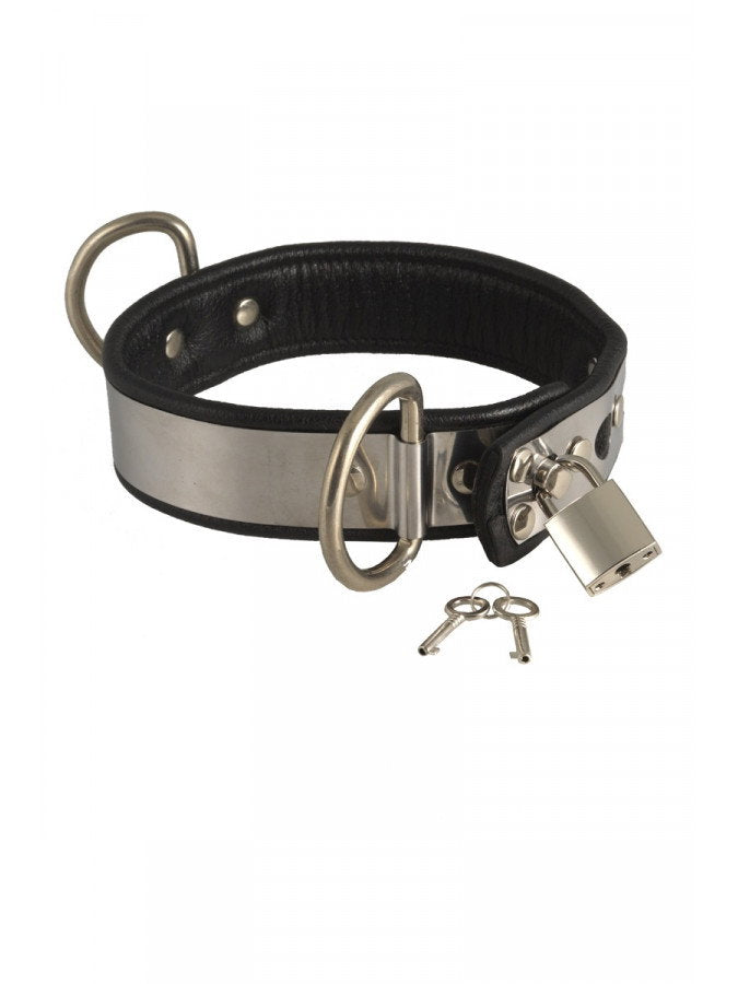 7: Rimba - Leder halsband mit metal und  Vorhängeschloss