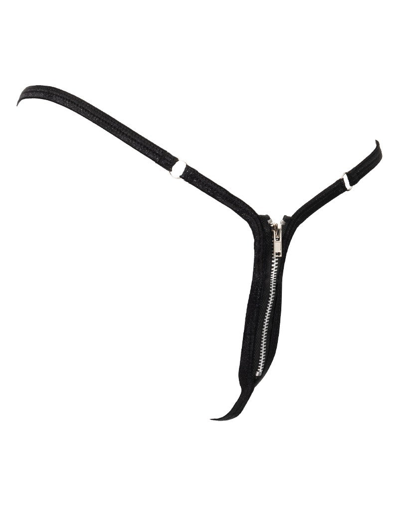 Amorable by Rimba - Mini G-String mit Reißverschluss - One Size - Schwarz
