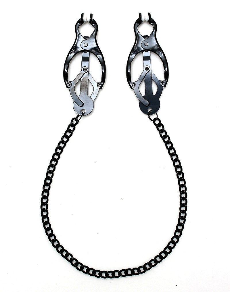 Rimba Bondage Play - verstellbare Nippelklemmen an Kette