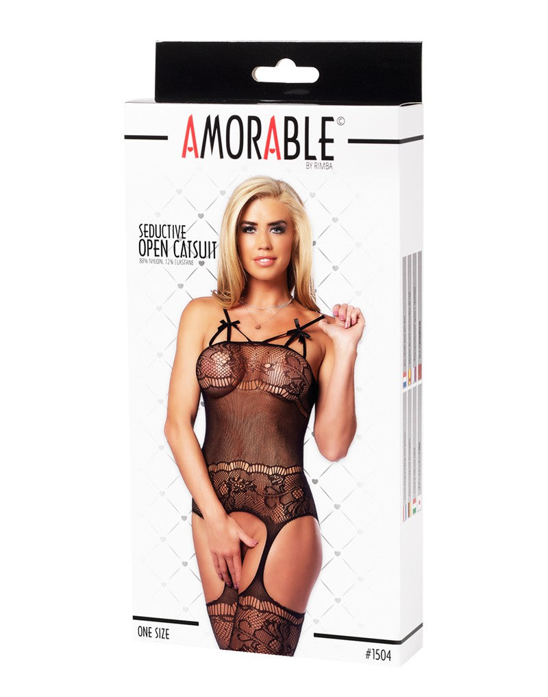 2: Amorable by Rimba - Offener Catsuit - One Size - Schwarz
