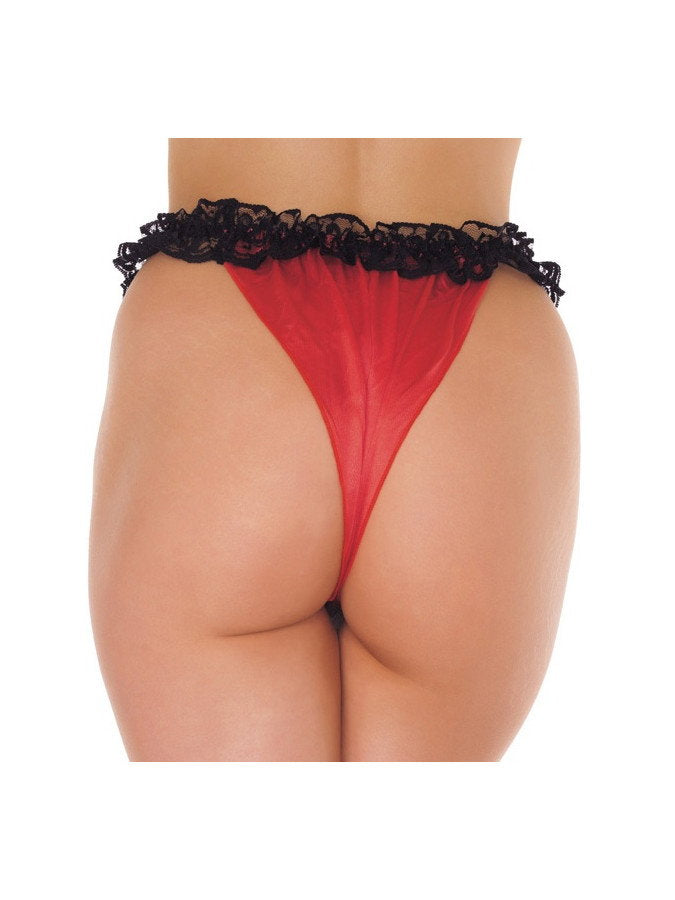 Amorable by Rimba - Offener Slip - One Size - Schwarz / Rot