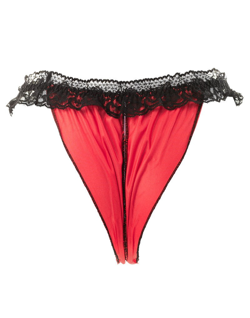 Amorable by Rimba - Offener Slip - One Size - Schwarz / Rot