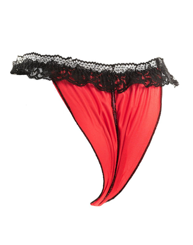 Amorable by Rimba - Offener Slip - One Size - Schwarz / Rot