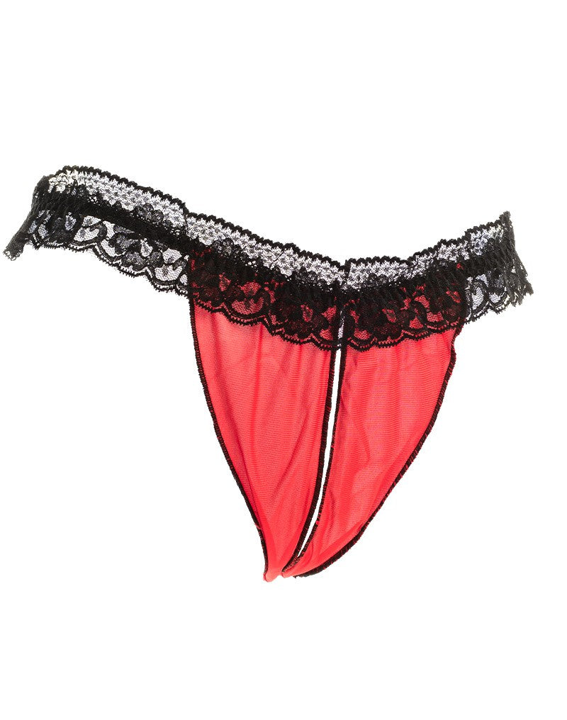 5: Amorable by Rimba - Offener Slip - One Size - Schwarz / Rot