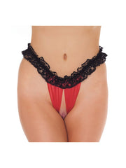 Amorable by Rimba - Offener Slip - One Size - Schwarz / Rot