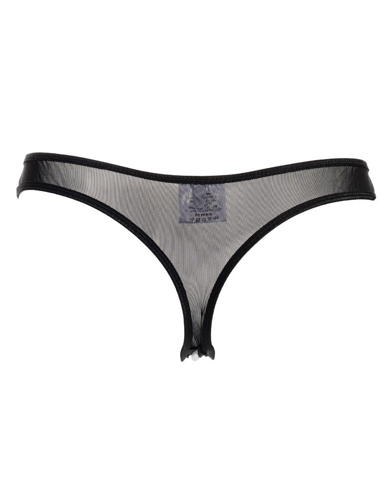 Amorable by Rimba - Offener String mit Perlen - One Size - Schwarz