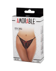 Amorable by Rimba - Open Tanga - One Size - Schwarz / Rot